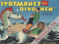 Fyrtårnet & Bivognens muntre oplevelser 1935: Ringsted/Kaj Engholm På tømmerflåde + søslange. (Uden titel).